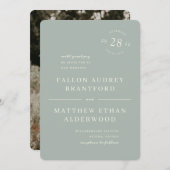 Moderne minimale datum zegel Sage bruiloft uitnodi Save The Date (Voorkant / Achterkant)