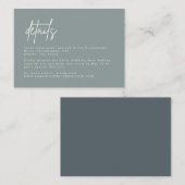 Moderne, minimale details over een blauwe bruiloft informatiekaartje (Voorkant / Achterkant)