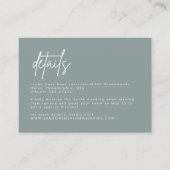 Moderne, minimale details over een blauwe bruiloft informatiekaartje (Voorkant)