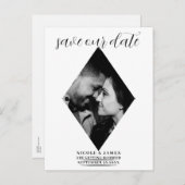 Moderne minimale diamanten foto bruiloft Bewaar de Aankondigingskaart (Voorkant / Achterkant)