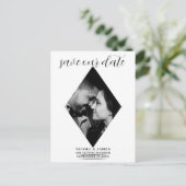 Moderne minimale diamanten foto bruiloft Bewaar de Aankondigingskaart (Staand voorkant)