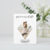 Moderne minimale diamanten foto bruiloft Bewaar de Aankondigingskaart (Staand voorkant)