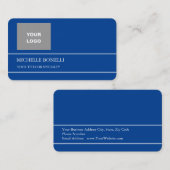 Moderne, minimale diepblauwe kleur visitekaartje (Voorkant / Achterkant)