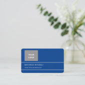 Moderne, minimale diepblauwe kleur visitekaartje (Staand voorkant)