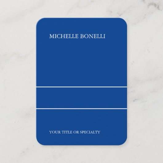 Moderne, minimale diepblauwe kleuren rendy visitekaartje (Voorkant)