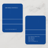 Moderne, minimale diepblauwe kleuren rendy visitekaartje (Voorkant / Achterkant)
