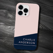 Moderne minimale donkerblauwe en roze aangepaste n Case-Mate iPhone case