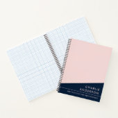 Moderne minimale donkerblauwe en roze aangepaste n notitieboek (Binnen)