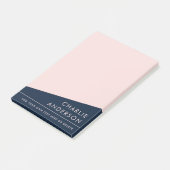 Moderne minimale donkerblauwe en roze aangepaste n post-it® notes (Schuin)