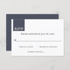 Moderne minimale donkere blauwe monogram legant br RSVP kaartje