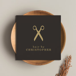 Moderne, minimale donkere faux Gold Hair Stylist Vierkante Visitekaartje