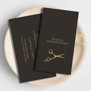 Moderne, minimale donkere faux Gold Hair Stylist Visitekaartje