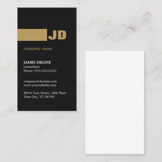 Moderne minimale donkergrijze monogram consultant visitekaartje (Voorkant / Achterkant)