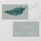 Moderne minimale donkergroene elegante boho veer visitekaartje (Voorkant / Achterkant)