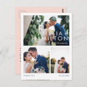 Moderne minimale drie foto bruiloft dank u briefkaart (Voorkant / Achterkant)