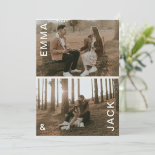 Moderne minimale dubbele foto slaat de datum op kaart