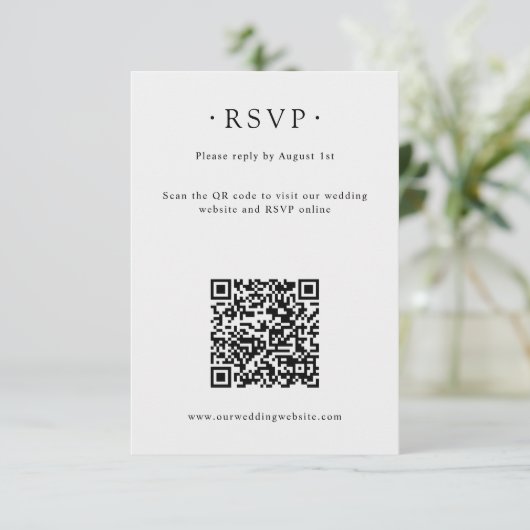 Moderne Minimale Duiven & Script Trouwen Online RSVP Kaartje (Staand voorkant)