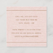 Moderne minimale dunne randen blush roze linnen lo vierkante visitekaartje (Achterkant)