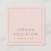 Moderne minimale dunne randen blush roze linnen lo vierkante visitekaartje (Voorkant)