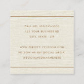 Moderne minimale dunne randen crème linnen look vierkante visitekaartje (Achterkant)