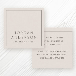 Moderne minimale dunne randen licht mochbruin vierkante visitekaartje