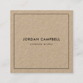 Moderne minimale dunne zwarte rand Kraft papier Vierkante Visitekaartje (Voorkant)