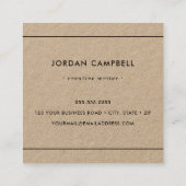 Moderne minimale dunne zwarte rand Kraft papier Vierkante Visitekaartje (Achterkant)