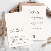 Moderne minimale eenvoudige bruiloft details QR-co Kaart