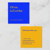Moderne minimale eenvoudige elegante blauw geel vierkante visitekaartje (Voorkant / Achterkant)