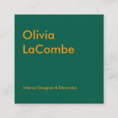 Moderne minimale eenvoudige elegante groen en goud vierkante visitekaartje (Voorkant)