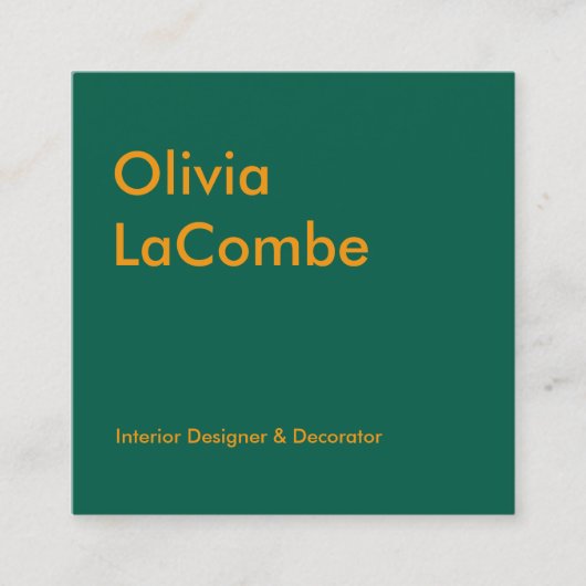 Moderne minimale eenvoudige elegante groen en goud vierkante visitekaartje (Voorkant)