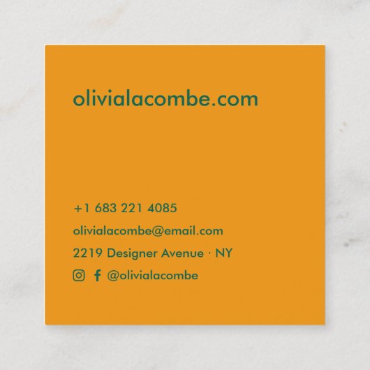 Moderne minimale eenvoudige elegante groen en goud vierkante visitekaartje (Achterkant)