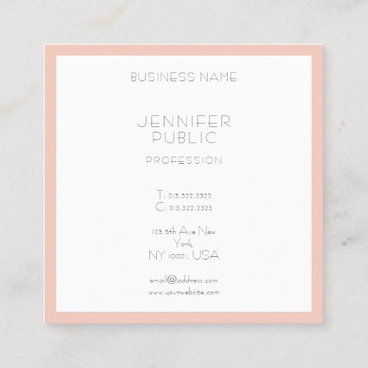 Moderne, minimale, eenvoudige, elegante profession vierkante visitekaartje (Achterkant)