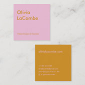 Moderne minimale eenvoudige elegante roze en bruin vierkante visitekaartje (Voorkant / Achterkant)