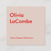 Moderne minimale eenvoudige elegante roze en rood vierkante visitekaartje (Voorkant)