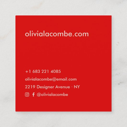Moderne minimale eenvoudige elegante roze en rood vierkante visitekaartje (Achterkant)