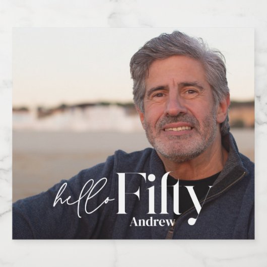 Moderne minimale eenvoudige foto 50e verjaardag bier etiket (Enkel label)