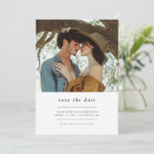 Moderne minimale eenvoudige foto QR-code bruiloft Save The Date (Staand voorkant)