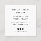 Moderne minimale eenvoudige foto QR-code sociale m Vierkante Visitekaartje (Achterkant)