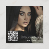 Moderne minimale eenvoudige foto QR-code sociale m Vierkante Visitekaartje (Voorkant)