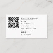 Moderne minimale eenvoudige foto QR-code sociale m Visitekaartje (Achterkant)