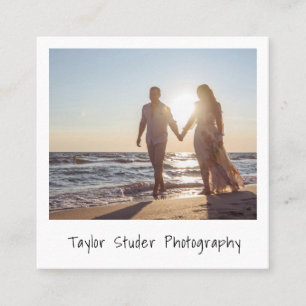 Moderne, minimale eenvoudige fotofotografie vierkante visitekaartje