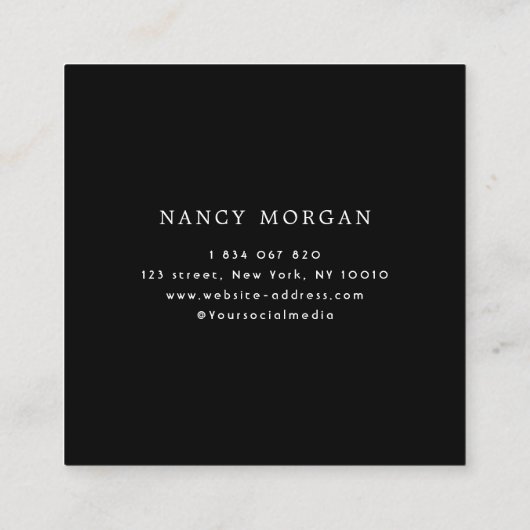 Moderne minimale eenvoudige fotografie vierkante visitekaartje (Achterkant)