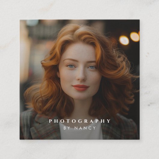 Moderne minimale eenvoudige fotografie vierkante visitekaartje (Voorkant)