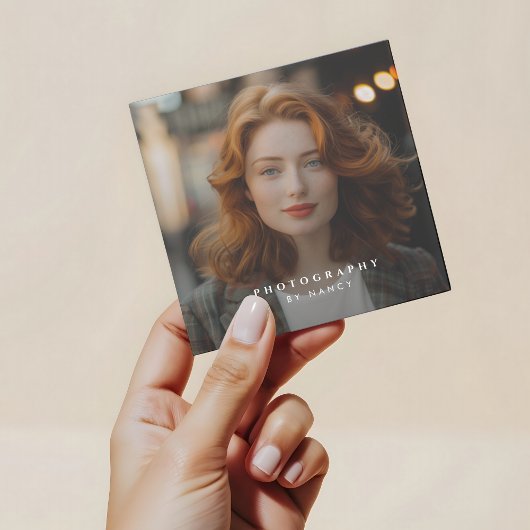 Moderne minimale eenvoudige fotografie vierkante visitekaartje