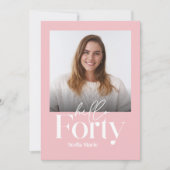 Moderne minimale eenvoudige girly roze 40e verjaar kaart (Voorkant)