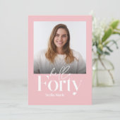 Moderne minimale eenvoudige girly roze 40e verjaar kaart (Staand voorkant)