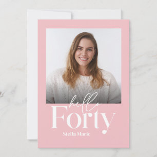 Moderne minimale eenvoudige girly roze 40e verjaar kaart