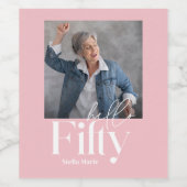 Moderne minimale eenvoudige girly roze 50ste verja wijn etiket (Enkel label)