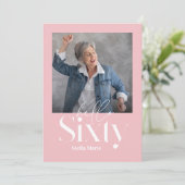 Moderne minimale eenvoudige girly roze 60e verjaar kaart (Staand voorkant)